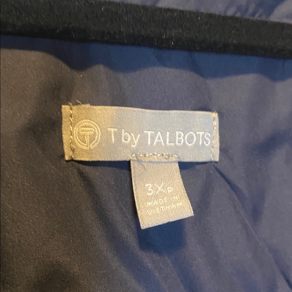 Talbots Vest Women's 3X PETITE Blue Chevron Quilted Sleeveless Zip Up Outdoor - Picture 8 of 14